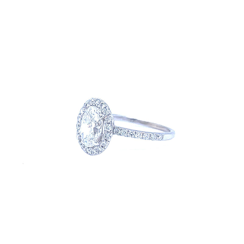 GIA 1.53ct Natural Oval Diamond Ring with 0.45ct Round Diamonds 18K White Gold