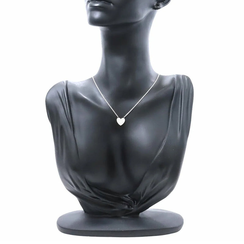 Tiffany & Co. Metro Heart Pave Diamond Necklace 750 Engraved 18K White Gold