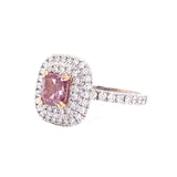 GIA 1.01ct Natural Fancy Intense Purplish Pink Diamond with Cushion Diamond Ring