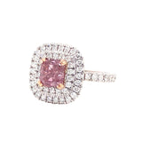 GIA 1.01ct Natural Fancy Intense Purplish Pink Diamond with Cushion Diamond Ring