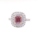 GIA 1.01ct Natural Fancy Intense Purplish Pink Diamond with Cushion Diamond Ring