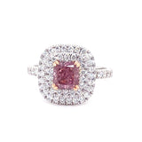 GIA 1.01ct Natural Fancy Intense Purplish Pink Diamond with Cushion Diamond Ring