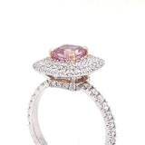 GIA 1.01ct Natural Fancy Intense Purplish Pink Diamond with Cushion Diamond Ring