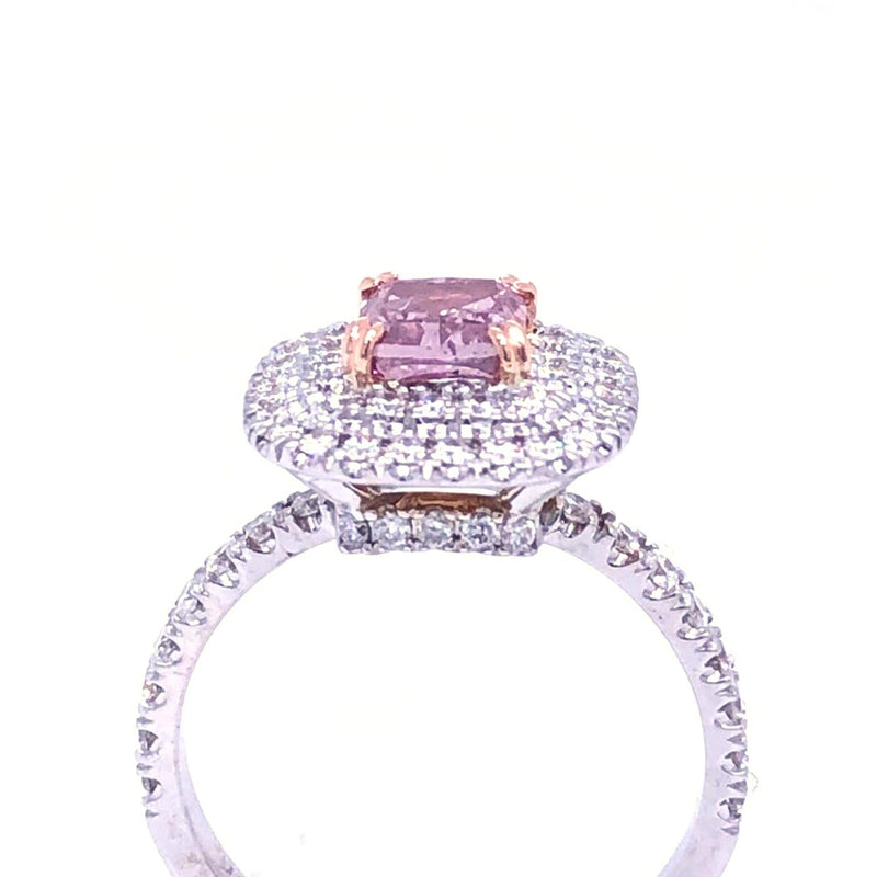 GIA 1.01ct Natural Fancy Intense Purplish Pink Diamond with Cushion Diamond Ring