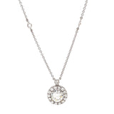 3.35ct Natural Round Diamond Halo Pendant Station Necklace in 14K White Gold