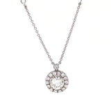 3.35ct Natural Round Diamond Halo Pendant Station Necklace in 14K White Gold