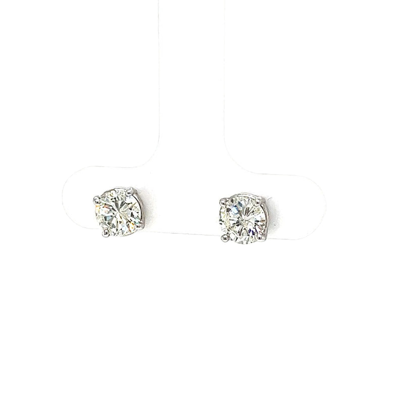 1.55ct Natural Round Diamond Stud Earrings 4-Prong Basket Setting 14K White Gold
