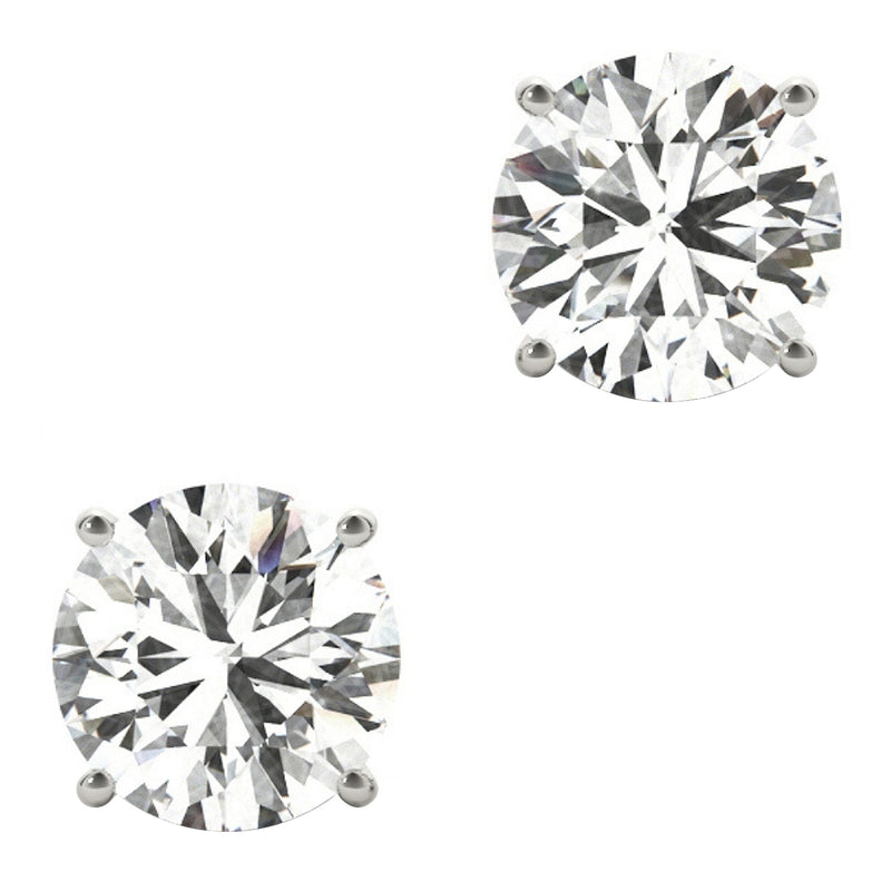 1.74ct Natural Round Diamond Earrings 4-Prong Basket Setting G Color VS1 Clarity