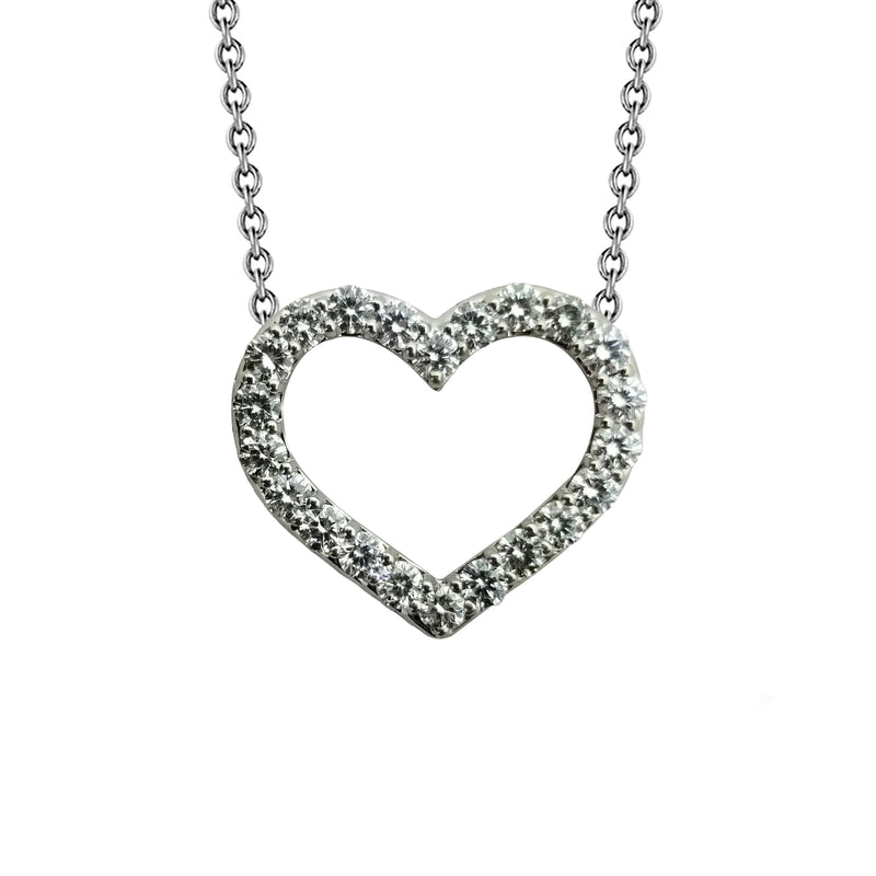 Roberto Coin 1.75ctw Vintage Open Heart Diamond Necklace Pendant 18K White Gold