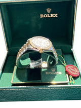 Rolex Oyster Perpetual Date 34mm MOP Diamond Dial Bezel Two-Tone Watch 15053