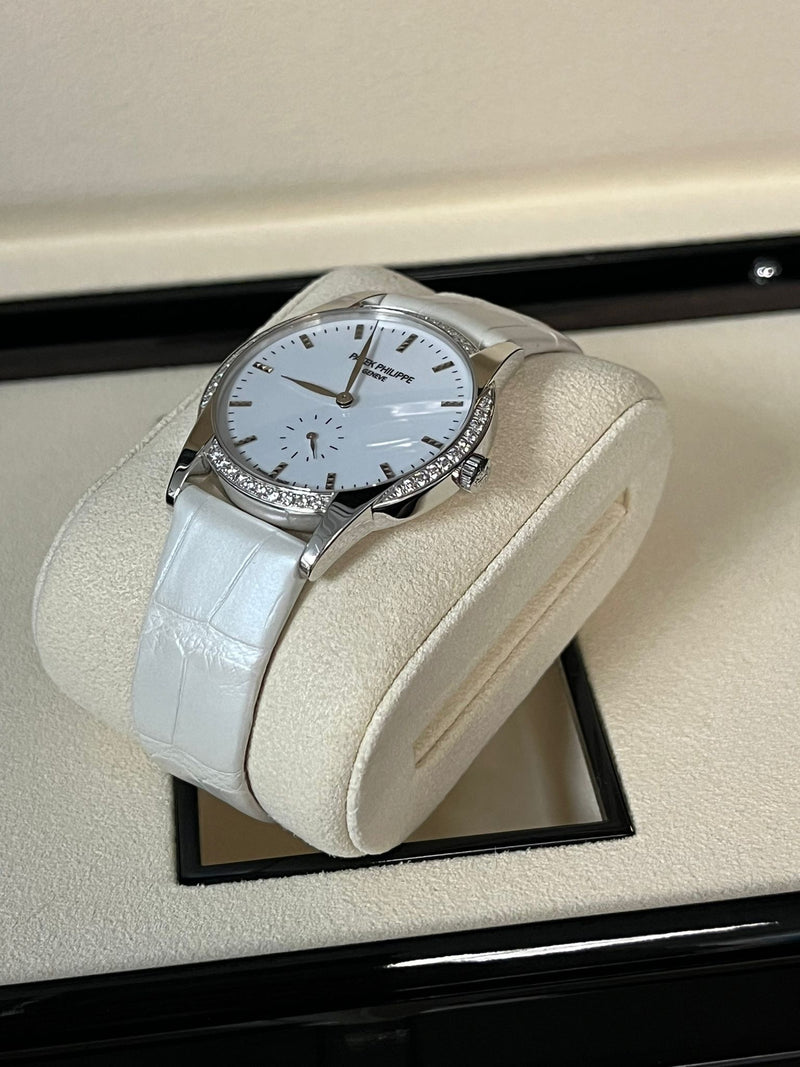 Patek Philippe Calatrava 18K White Gold Diamond Bezel Ladies Watch 7122/200G-001