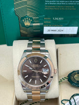 Rolex Datejust 41mm Chocolate Dial Oyster Two-Tone Steel Rose Gold Watch 126331