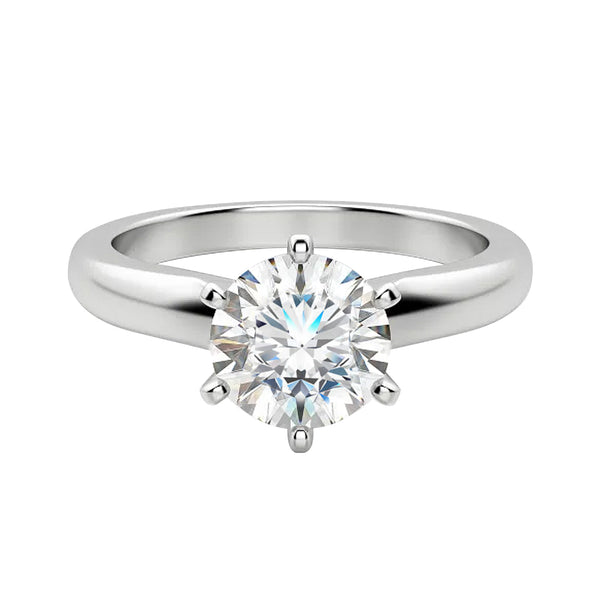 GIA 3.74 Carat Natural Round Cut Diamond Tiffany Style Platinum Ring VS2 Clarity