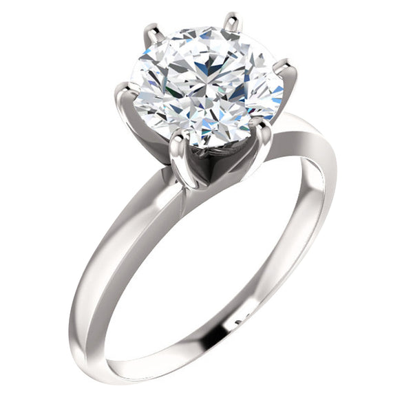 GIA 3.74 Carat Natural Round Cut Diamond Tiffany Style Platinum Ring VS2 Clarity
