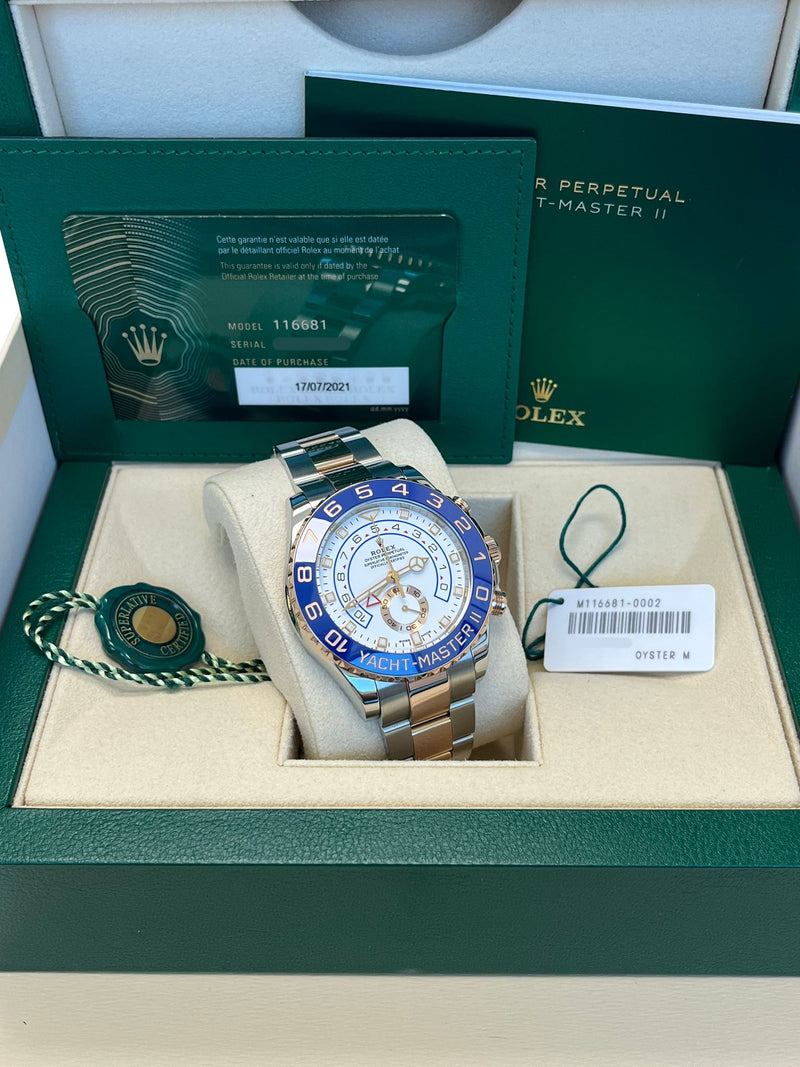 Rolex Yacht-Master II Two-Tone Rose Gold White Dial Watch 116681