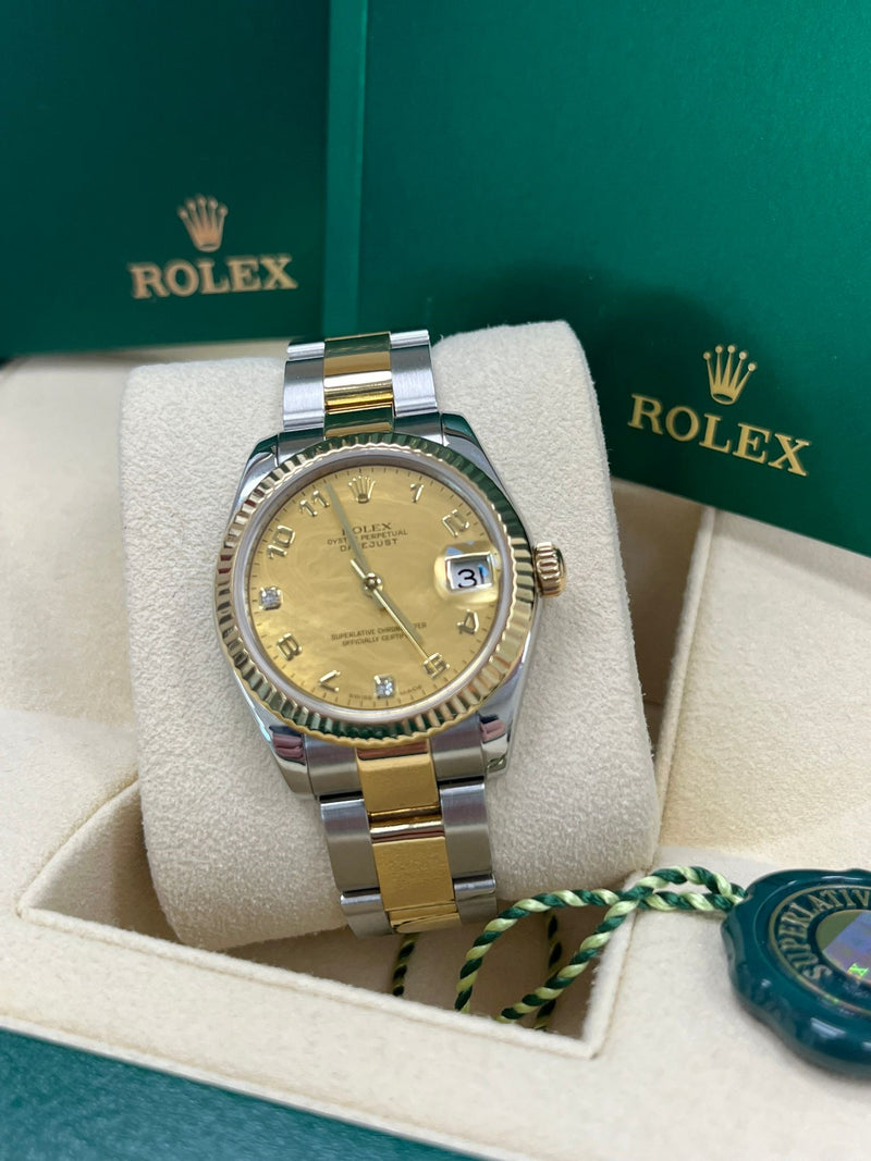 Rolex Lady-Datejust 31mm Yellow Gold Steel Diamond Dial Two-Tone Watch 178273