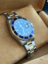Rolex Submariner Blue Dial Two Tone Steel Yellow Gold Oyster Mens Watch 16613T