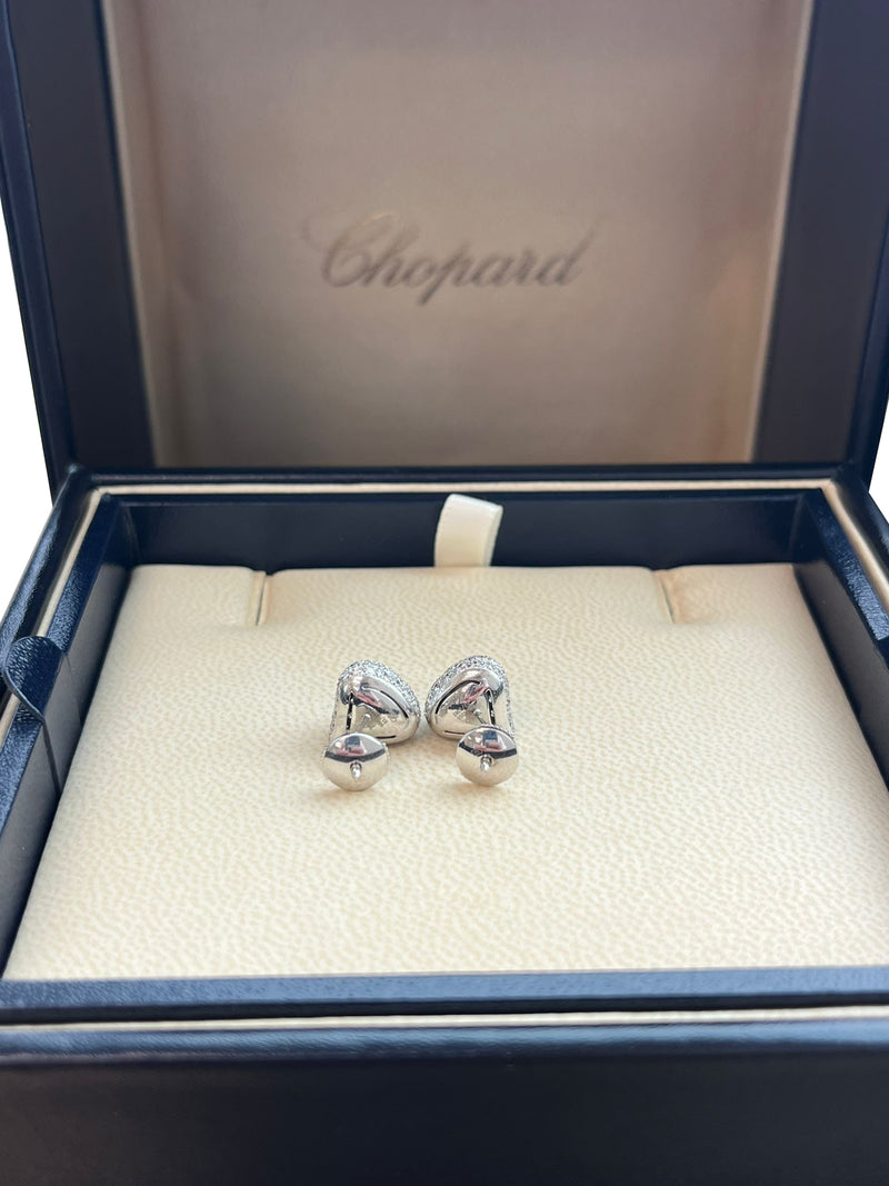 Chopard 2ct Heart Dome Diamond Stud Earrings F Color VS1 Clarity 18k White Gold