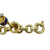 Aron Basha Colorful Enamel and Diamonds Shoe Charm Yellow Gold Vintage Bracelet