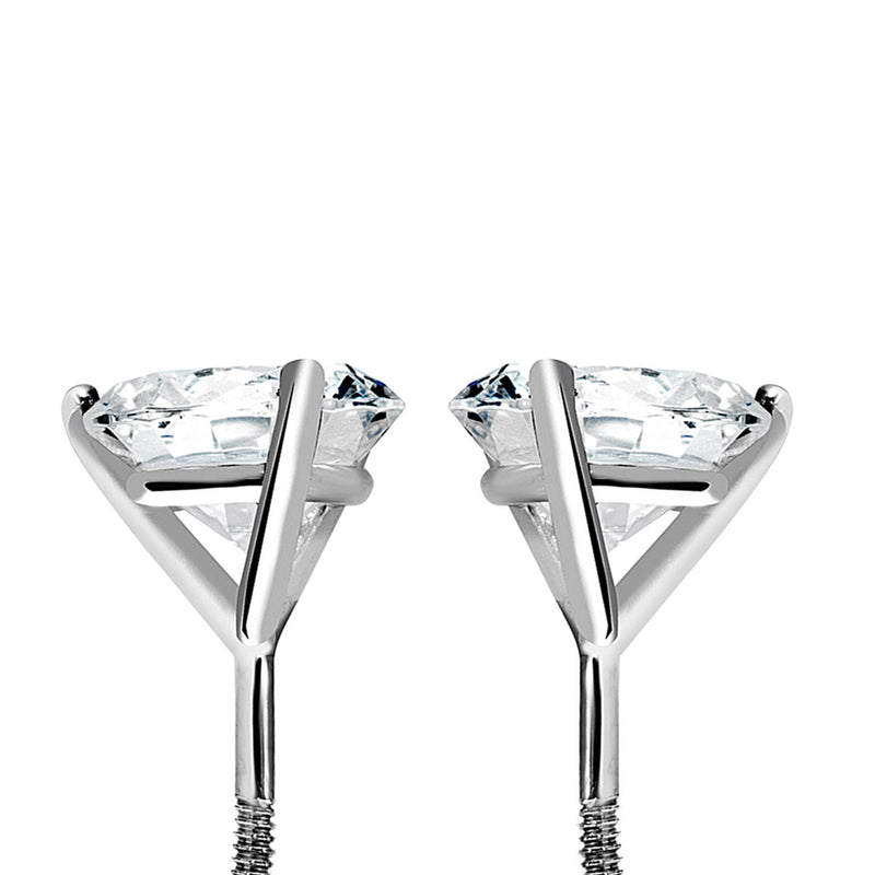 4.19ct GIA Round Natural Diamond Martini 3 Prong Stud Earrings H/I VS2 14K Gold