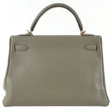 Hermès Kelly 32 Khaki Sauge Togo Leather Twist Lock Gold Plated Hardware Handbag