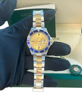 Rolex Submariner Date Champagne Serti Diamond Sapphire Dial Two-Tone Watch 16613