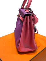 Hermes Kelly 25 Bubblegum / Purple Two Tone Swift leather Palladium Hardware