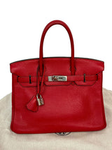 Hermes Birkin 30cm Red Togo Leather Tote Handbag