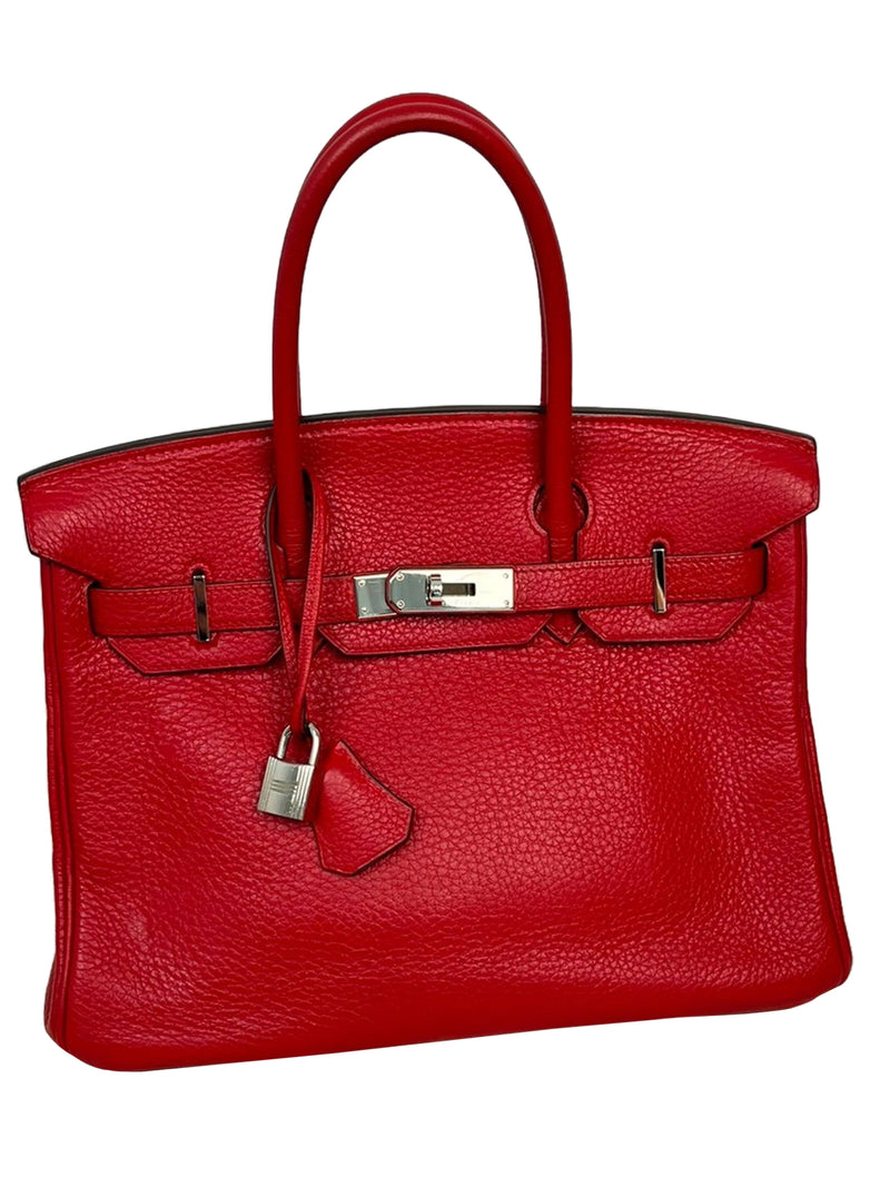 Hermes Birkin 30cm Red Togo Leather Tote Handbag