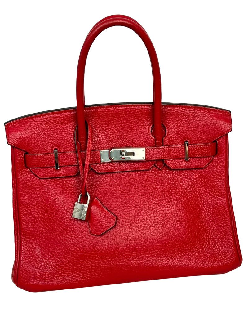 Hermes Birkin 30cm Red Togo Leather Tote Handbag