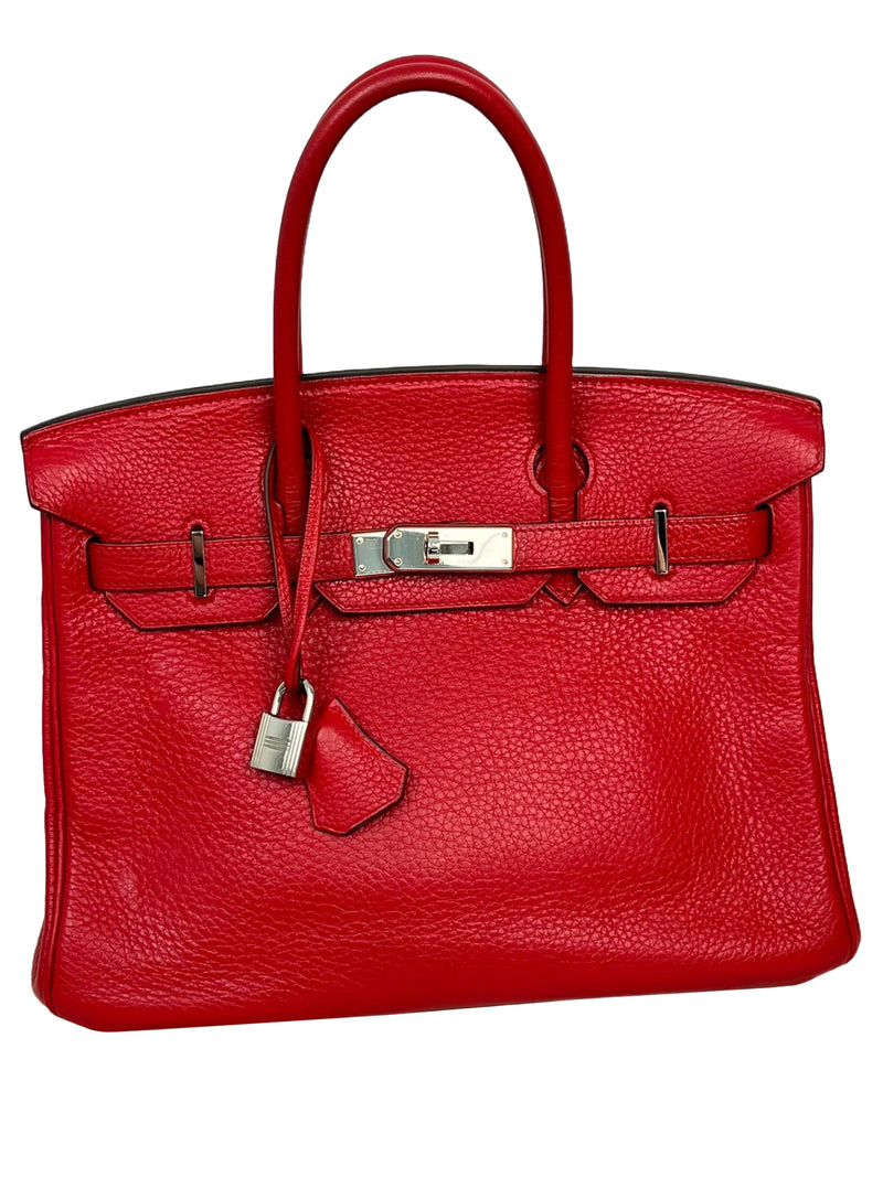 Hermes Birkin 30cm Red Togo Leather Tote Handbag