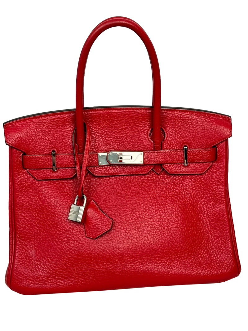 Hermes Birkin 30cm Red Togo Leather Tote Handbag