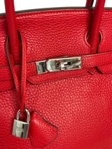 Hermes Birkin 30cm Red Togo Leather Tote Handbag