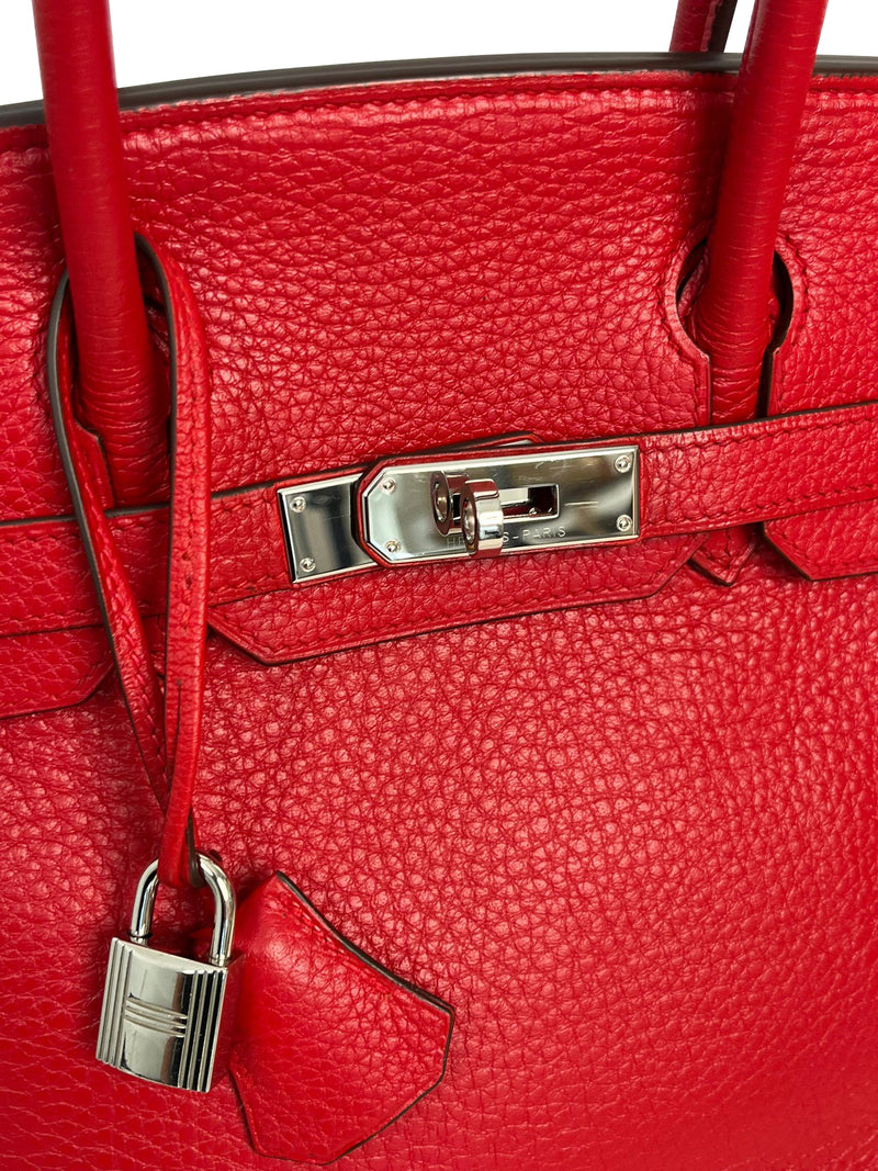 Hermes Birkin 30cm Red Togo Leather Tote Handbag