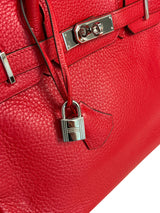 Hermes Birkin 30cm Red Togo Leather Tote Handbag