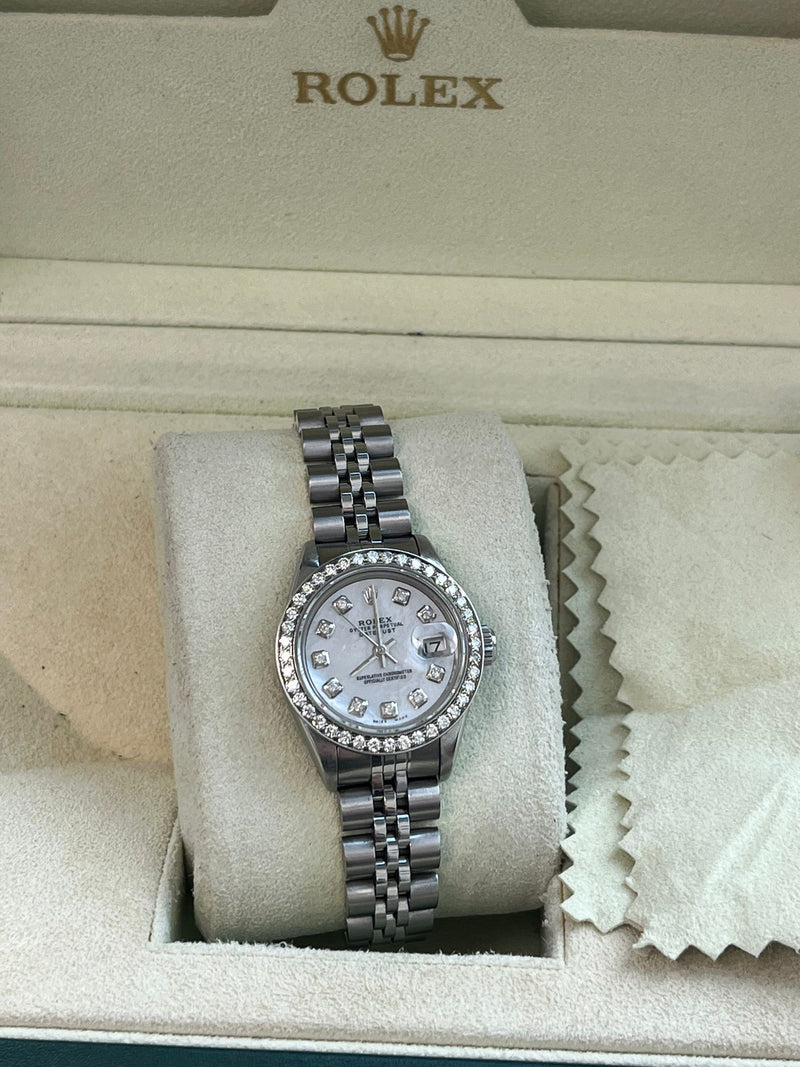 Rolex Lady-Datejust Oyster Perpetual 26mm Steel MOP Diamond Dial & Bezel 69160