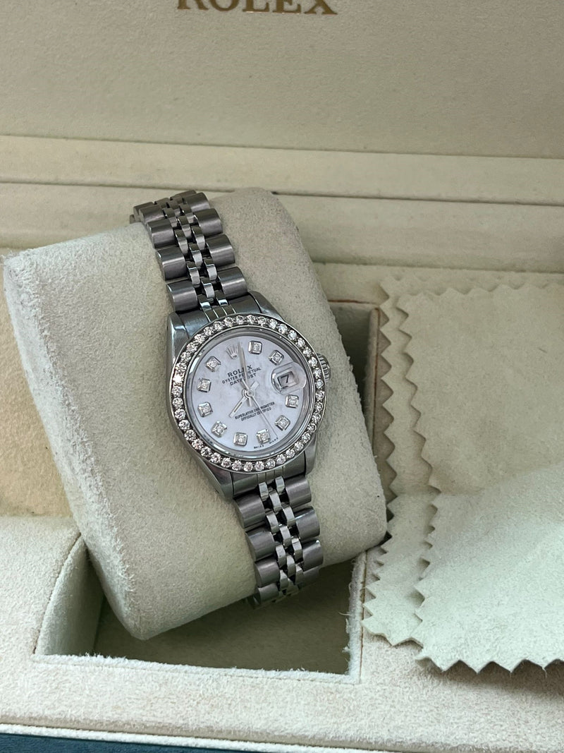 Rolex Lady-Datejust Oyster Perpetual 26mm Steel MOP Diamond Dial & Bezel 69160