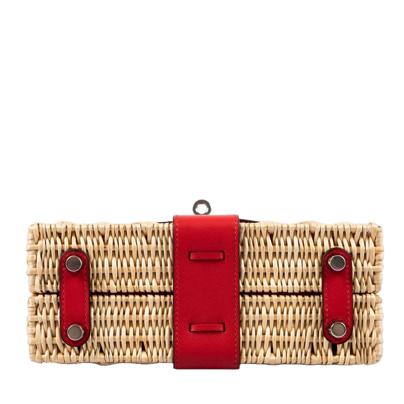 Hermes Mini Picnic Kelly 20 Rouge de Coeur Swift Osier Wicker Palladium Hardware