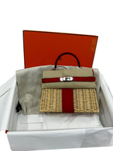 Hermes Mini Picnic Kelly 20 Rouge de Coeur Swift Osier Wicker Palladium Hardware