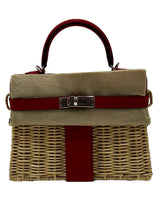 Hermes Mini Picnic Kelly 20 Rouge de Coeur Swift Osier Wicker Palladium Hardware