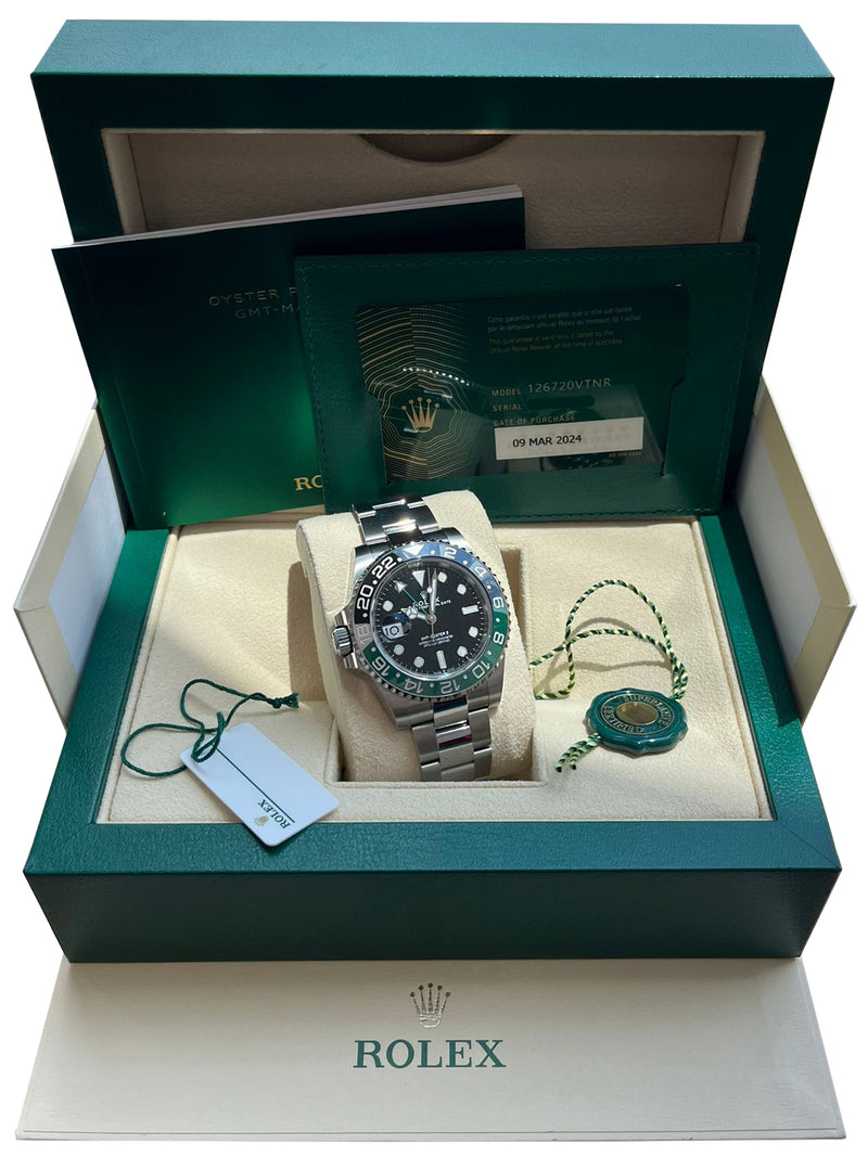 Rolex GMT-Master II 40mm Sprite Green Black Oystersteel Men's Watch 126720VTNR