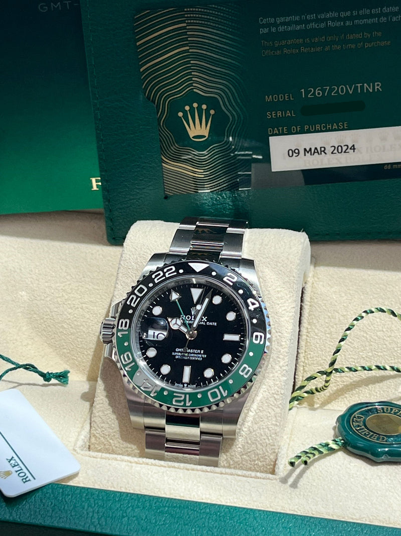 Rolex GMT-Master II 40mm Sprite Green Black Oystersteel Men's Watch 126720VTNR