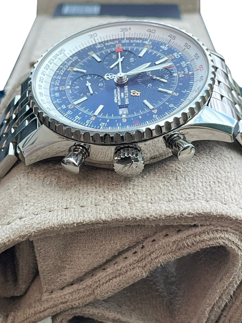 Breitling Navitimer World 46mm Chronograph Blue Dial Steel Band Men Watch A24322