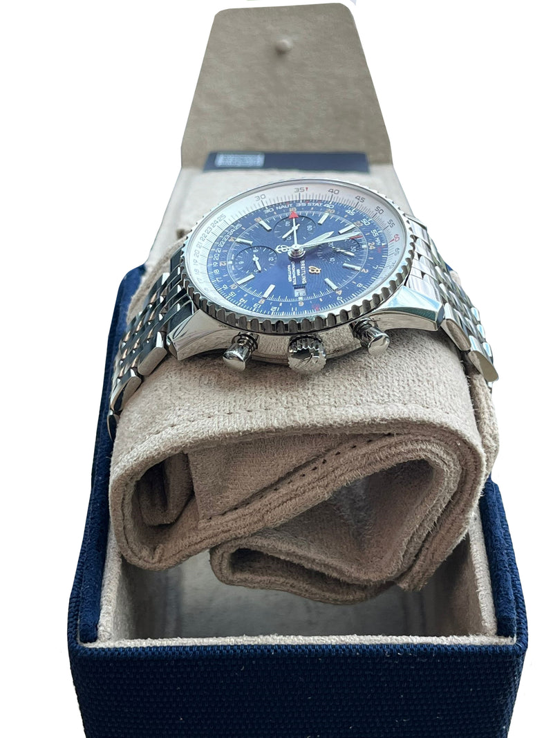 Breitling Navitimer World 46mm Chronograph Blue Dial Steel Band Men Watch A24322