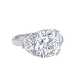 GIA 9.69ct Natural Cushion Cut Diamond Ring Platinum with Half Moon Side Diamond