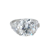 GIA 9.69ct Natural Cushion Cut Diamond Ring Platinum with Half Moon Side Diamond