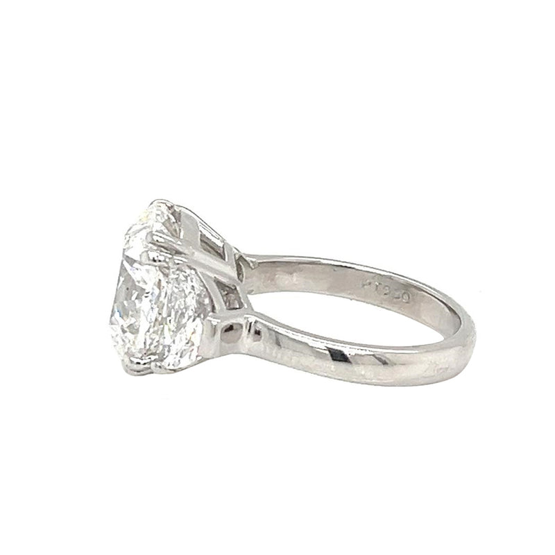 GIA 9.69ct Natural Cushion Cut Diamond Ring Platinum with Half Moon Side Diamond