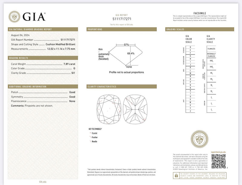 GIA 9.69ct Natural Cushion Cut Diamond Ring Platinum with Half Moon Side Diamond