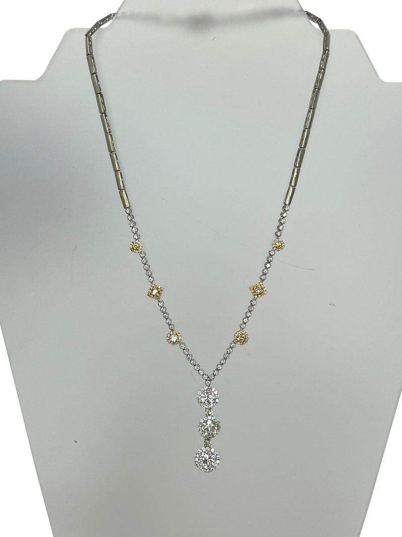 6.5 Carat Natural Round Cut Diamonds 18K White Gold Exquisite Pendant Necklace