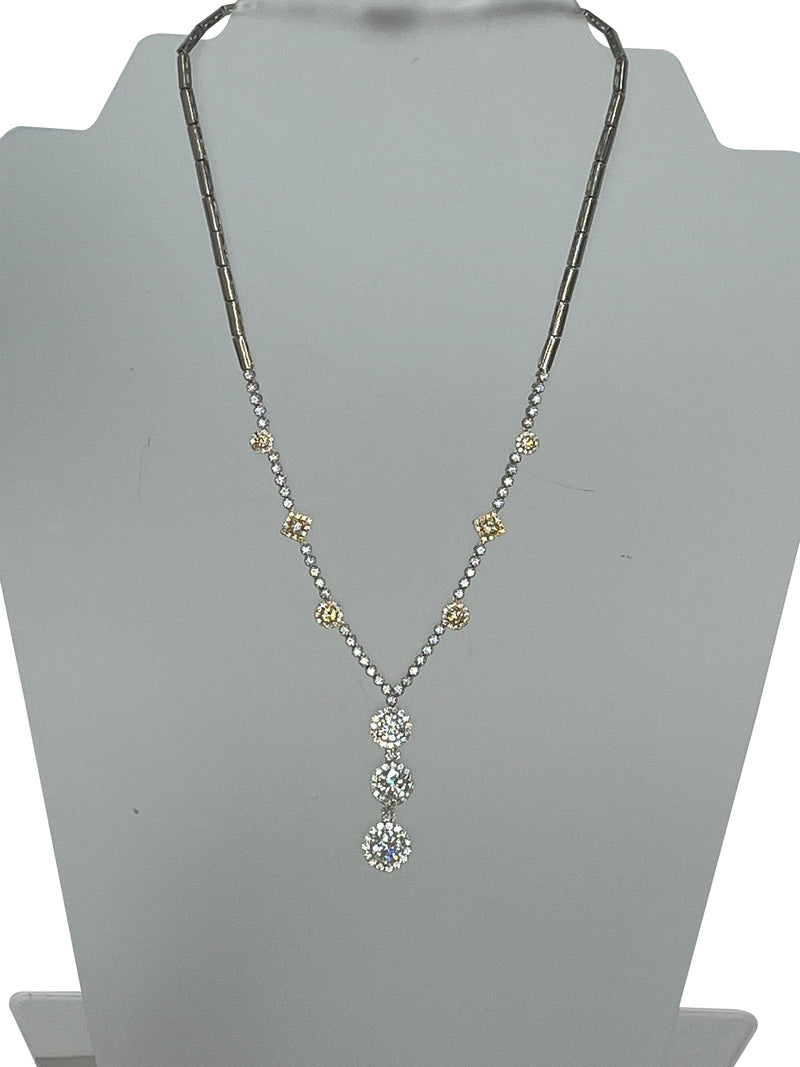 6.5 Carat Natural Round Cut Diamonds 18K White Gold Exquisite Pendant Necklace